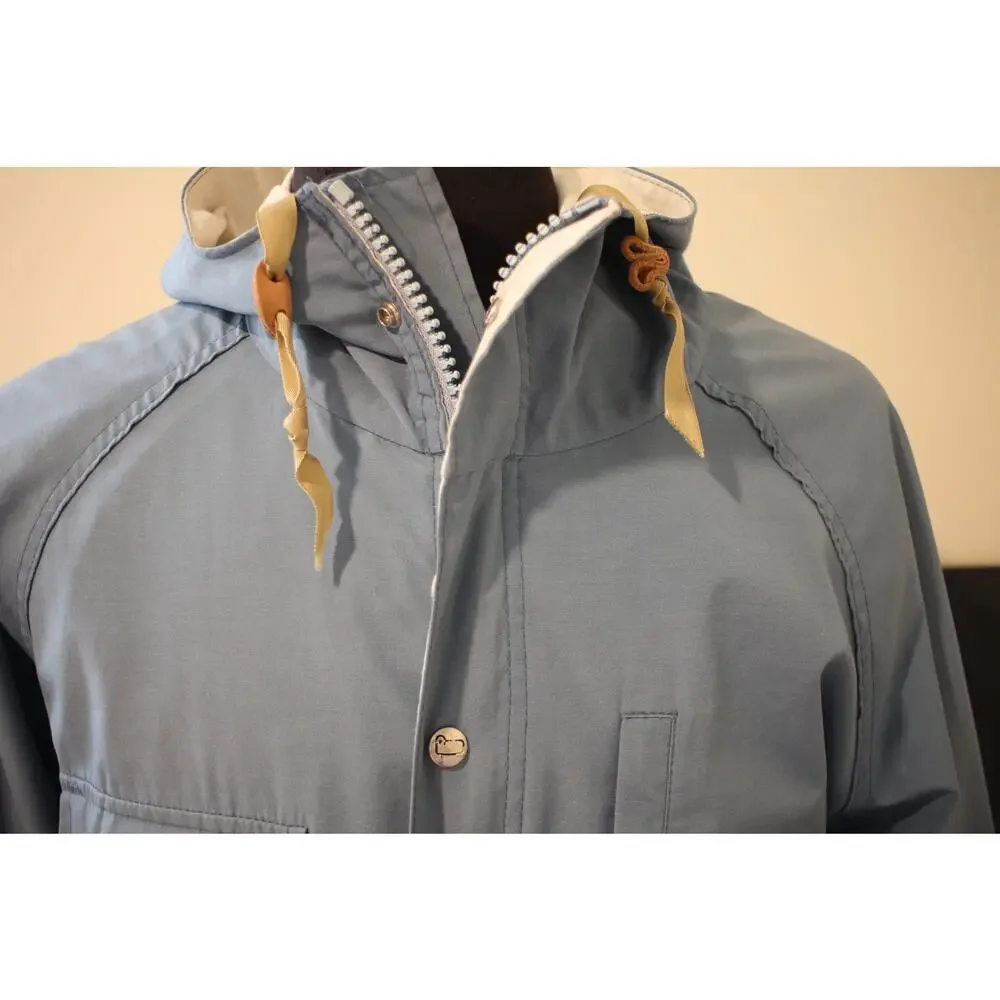 Vintage Woolrich Hooded Jacket Large Slate Blue Full Zip Snap Front Casual